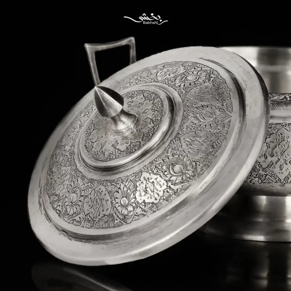 قندان نقره دسته دار قلم ترنج ریزقلم