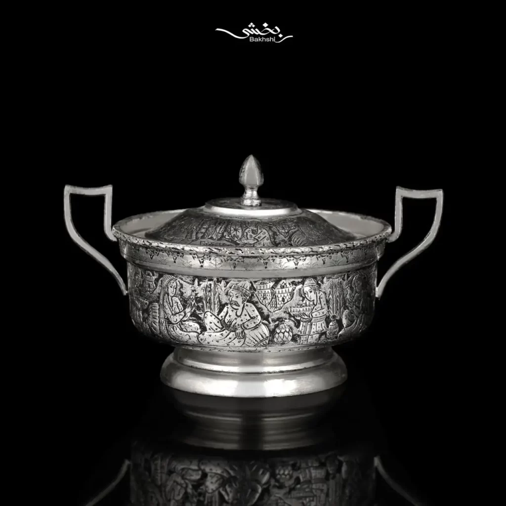 مشخصات قندان نقره دسته دار قلم مینیاتور