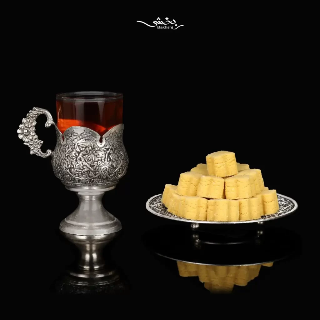 نعلبکی پایه گلوله ای شش عددی گل و بوته درجه یک