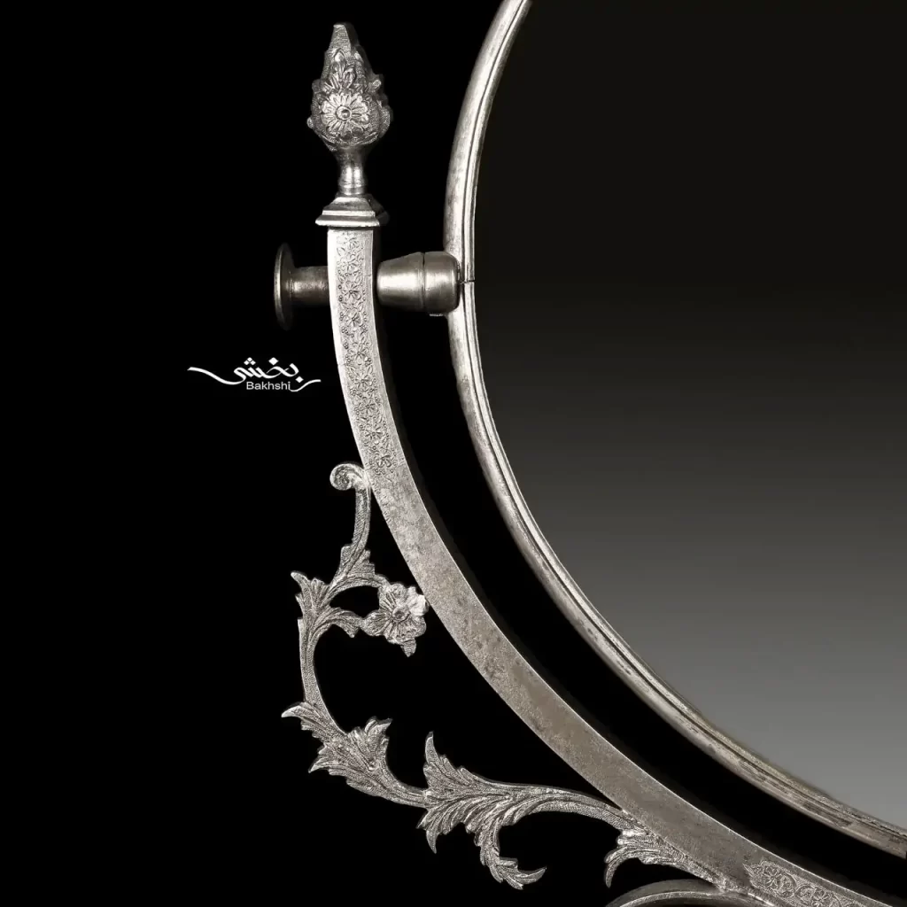 خرید آینه نقره گهواره ای ترنج ریزقلم