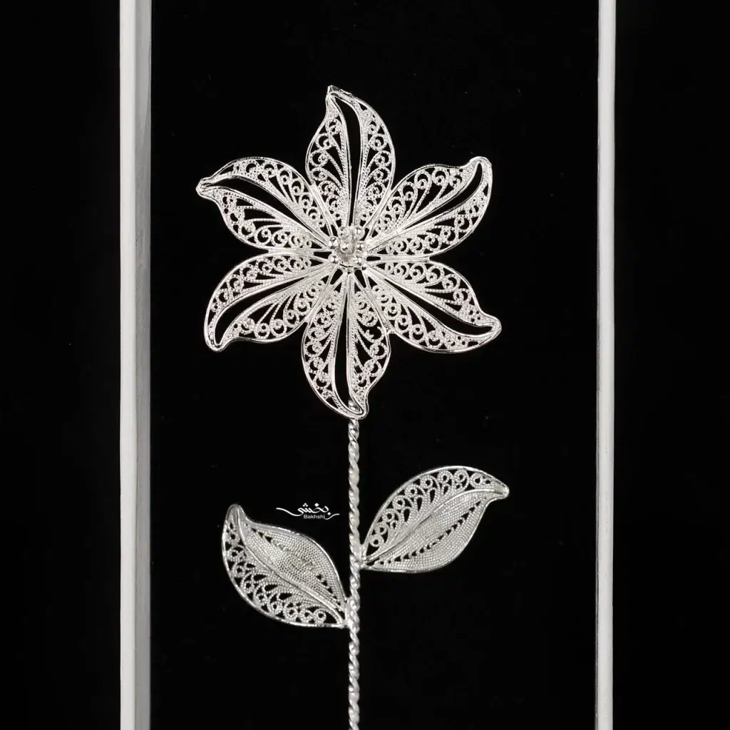 خرید شاخه گل نقره کد2 لاکچری و هنر دست, هدیه ای ماندگار و خاص در نقره بخشی