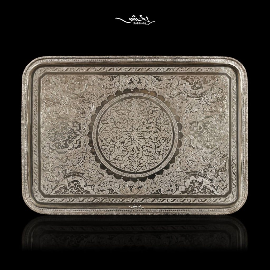 سینی نقره مستطیل قلم ترنج