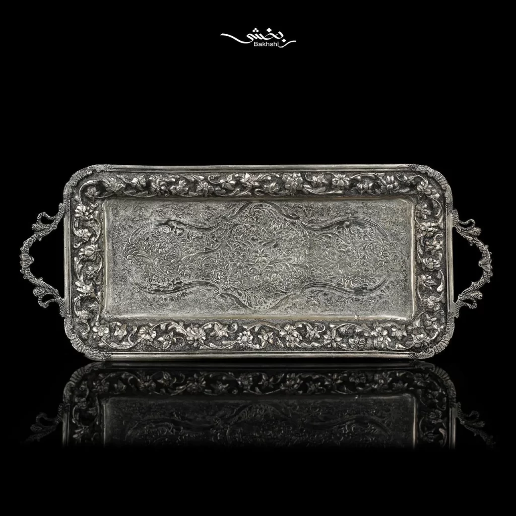 خرید و مشخصاترولت خوری نقره دسته دار قلم گل برجسته