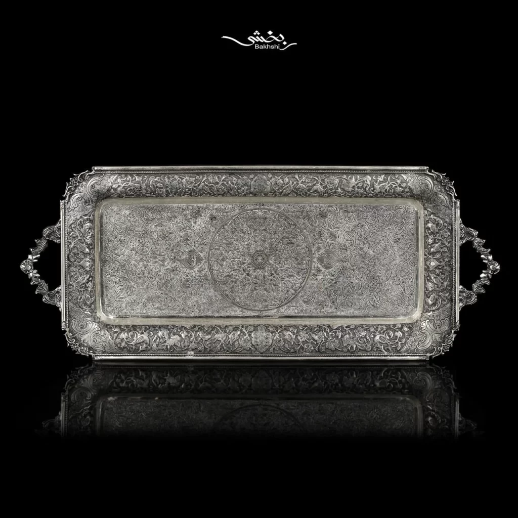 رولت خوری نقره دسته دار قلم گل و مرغ درجه یک