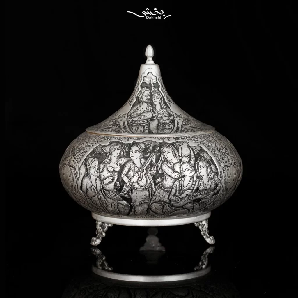 خرید شکلات خوری نقره درب دار قلم مینیاتور