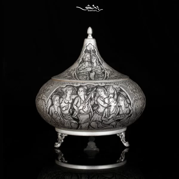 خرید شکلات خوری نقره درب دار قلم مینیاتور