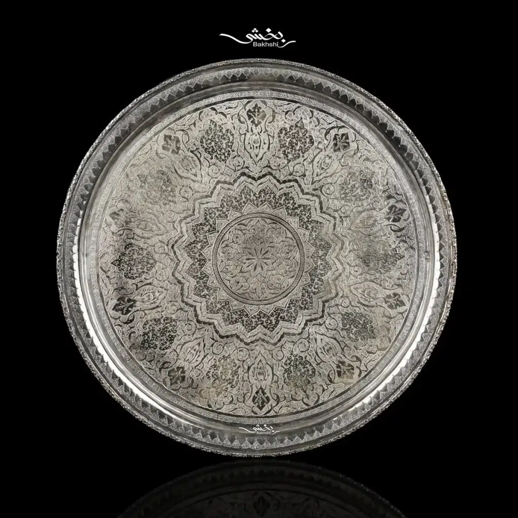 خرید سینی نقره گرد قلم ترنج