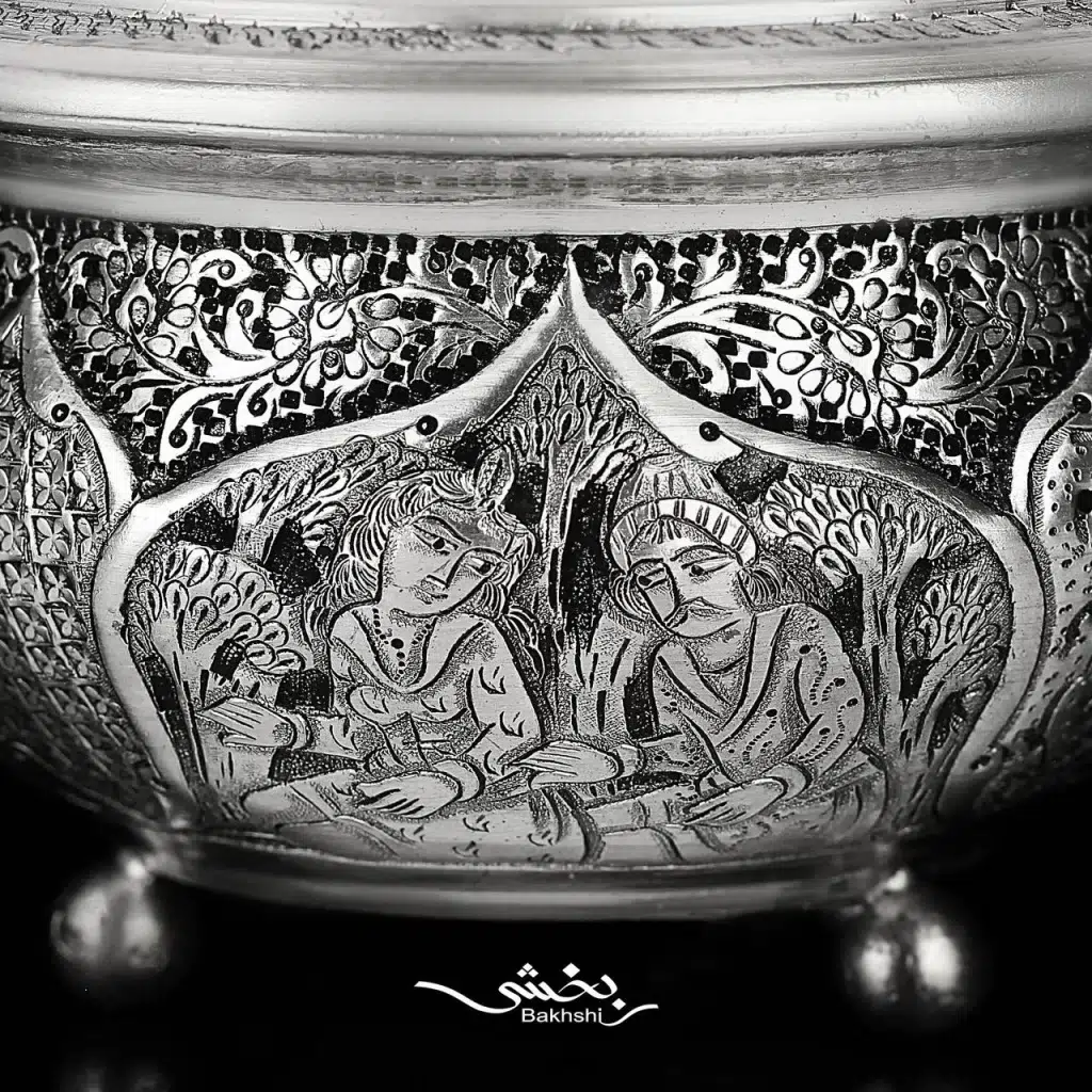 قندان نقره درب دار مینیاتور ریز قلم اعلا