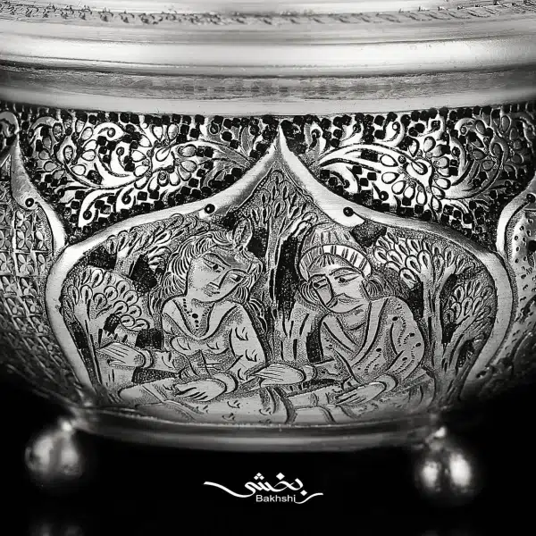 قندان نقره درب دار مینیاتور ریز قلم اعلا