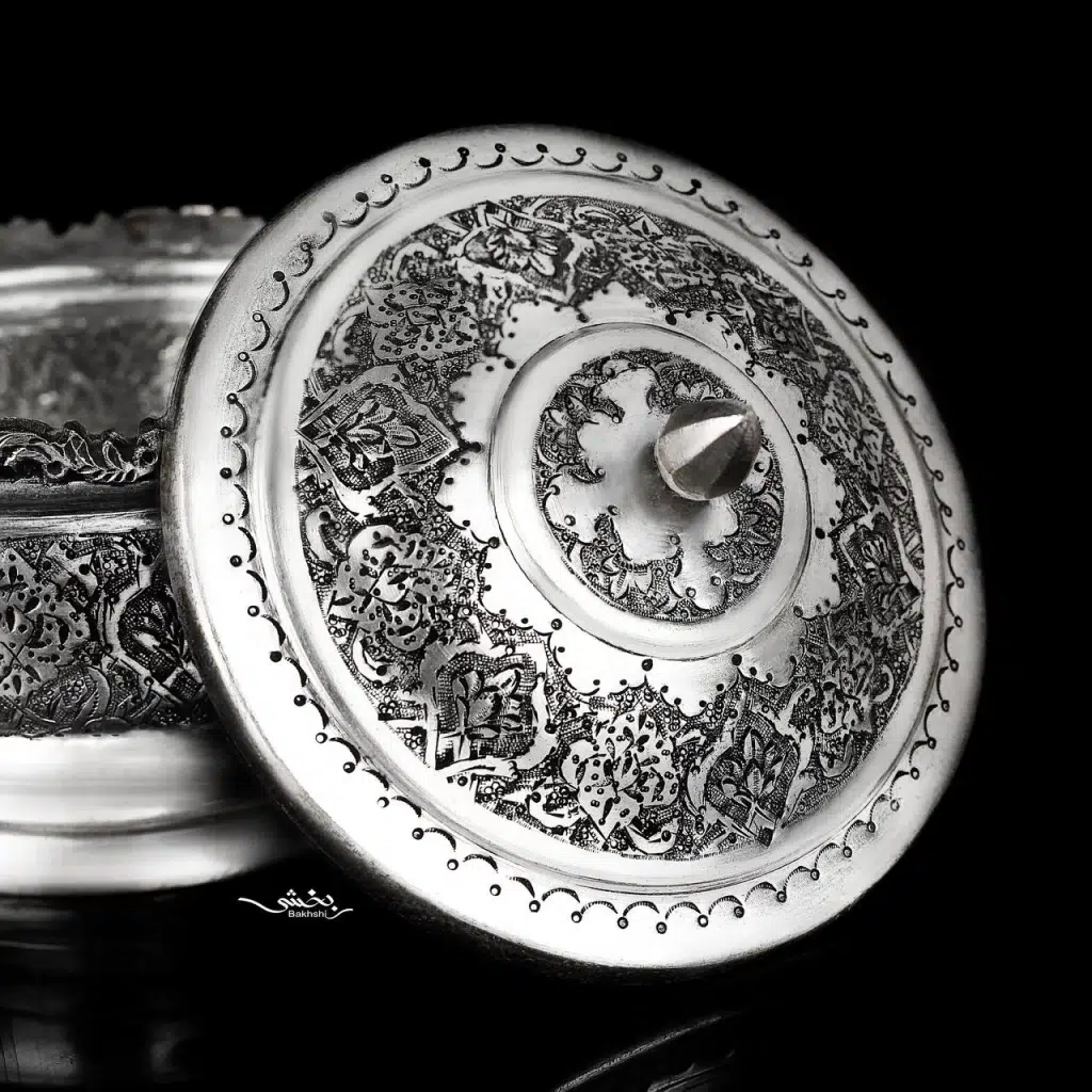 قندان نقره دسته دار قلم ترنج