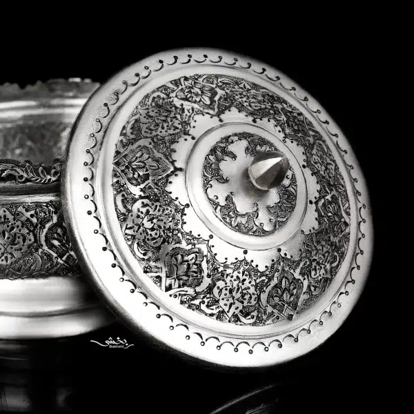 قندان نقره دسته دار قلم ترنج