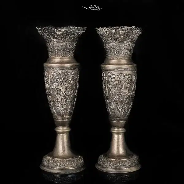 یک جفت گلدان قدیمی قلم شیراز