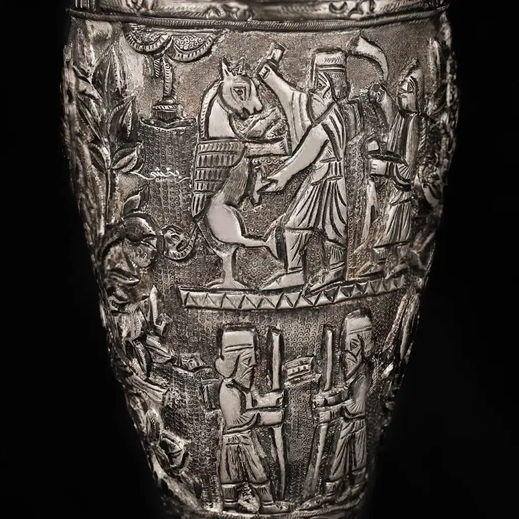 یک جفت گلدان قدیمی قلم شیراز