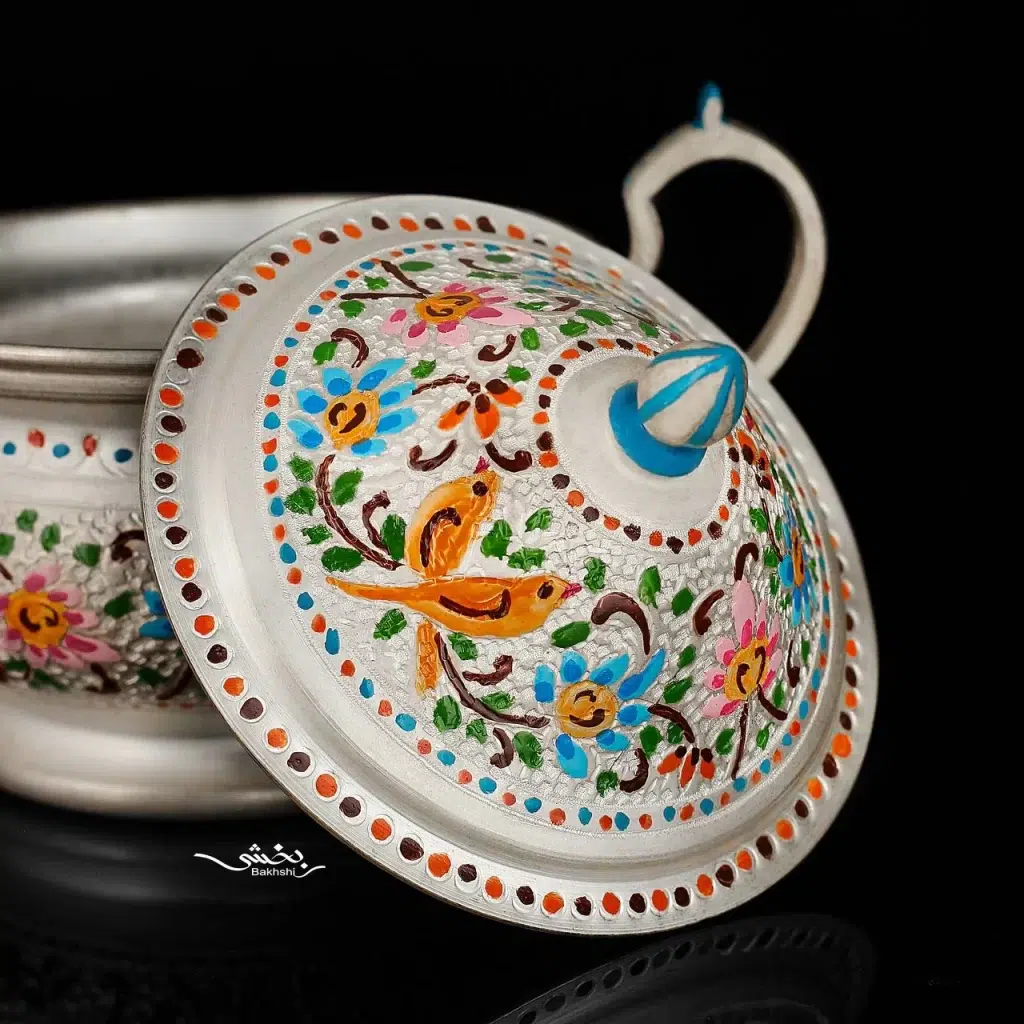 قندان دسته دار نقره میناکاری اعلا