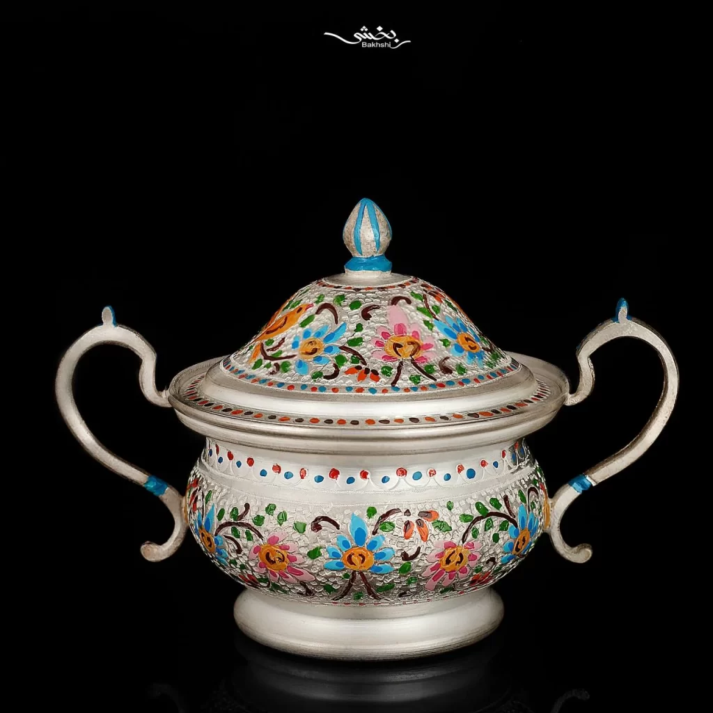 قندان دسته دار نقره میناکاری اعلا