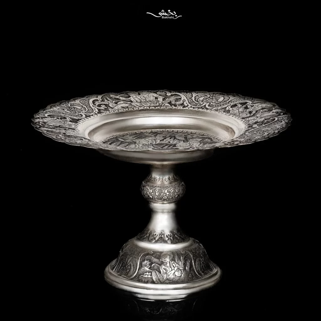 شیرینی خوری نقره پایه دار مینیاتور