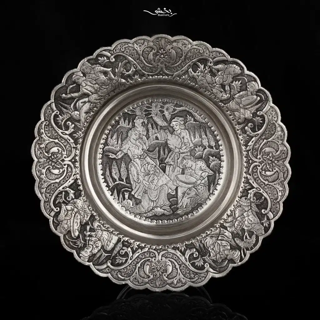 شیرینی خوری نقره پایه دار مینیاتور