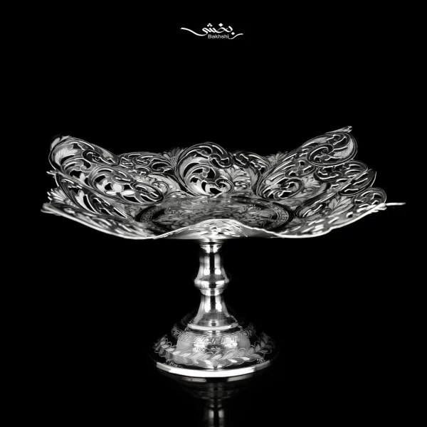 شیرینی خوری نقره پایه دار مربع تبریز