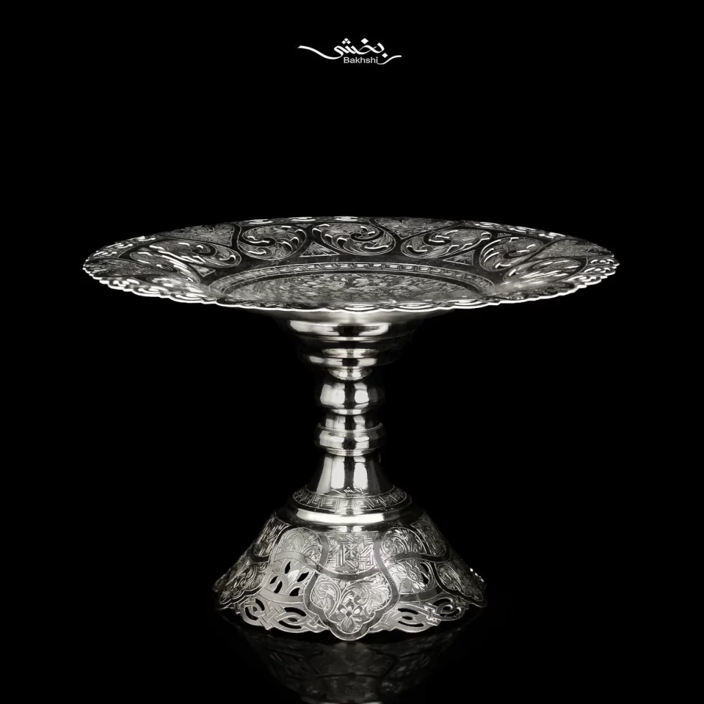 شیرینی خوری نقره پایه دار قلم تبریز