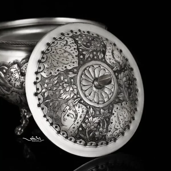 جعبه نقره مستطیل گل و مرغ درجه یک