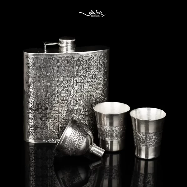 قمقمه جیبی نقره چهار تکه قلم کانداک
