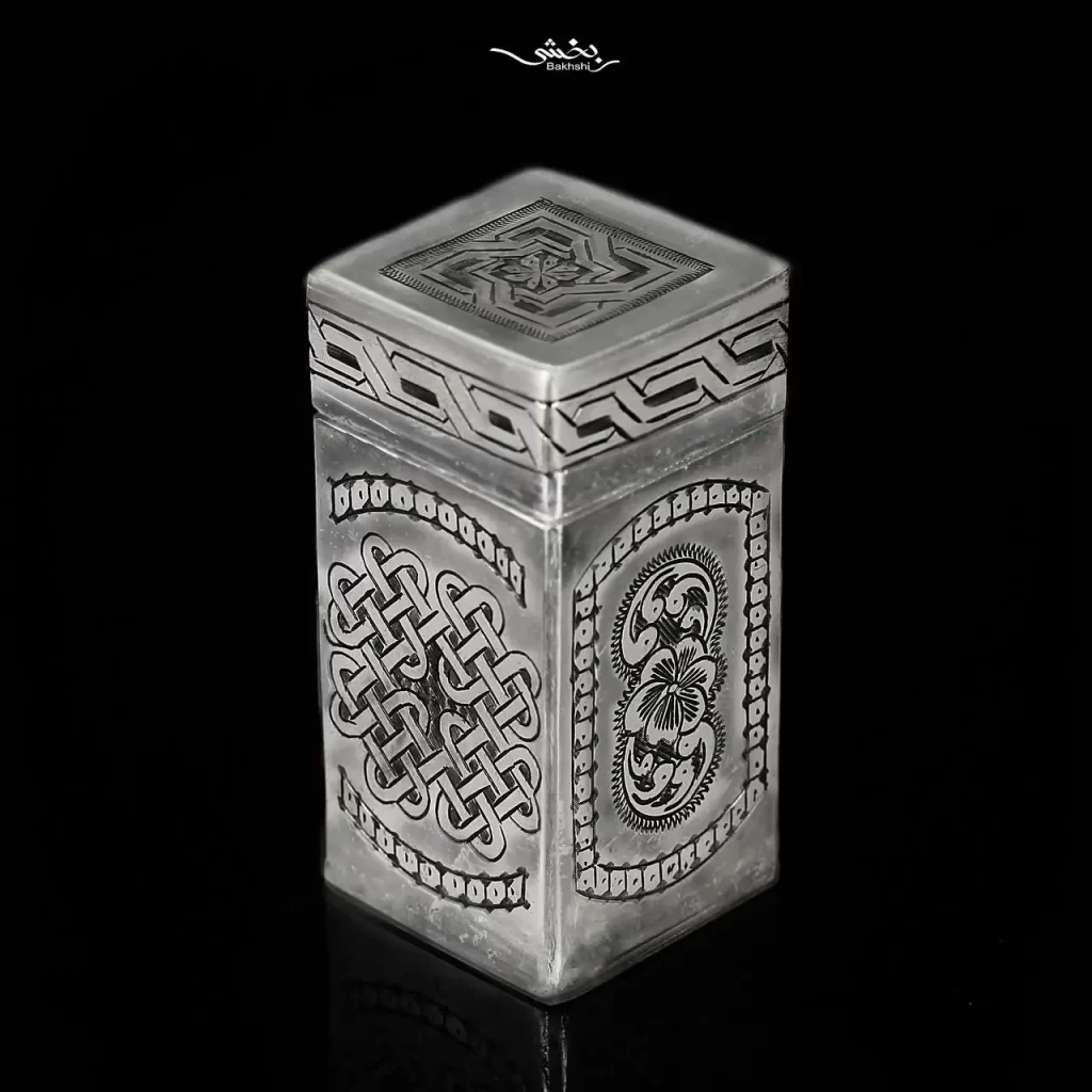 جعبه نقره مستطیل درب دار قلم کانداک