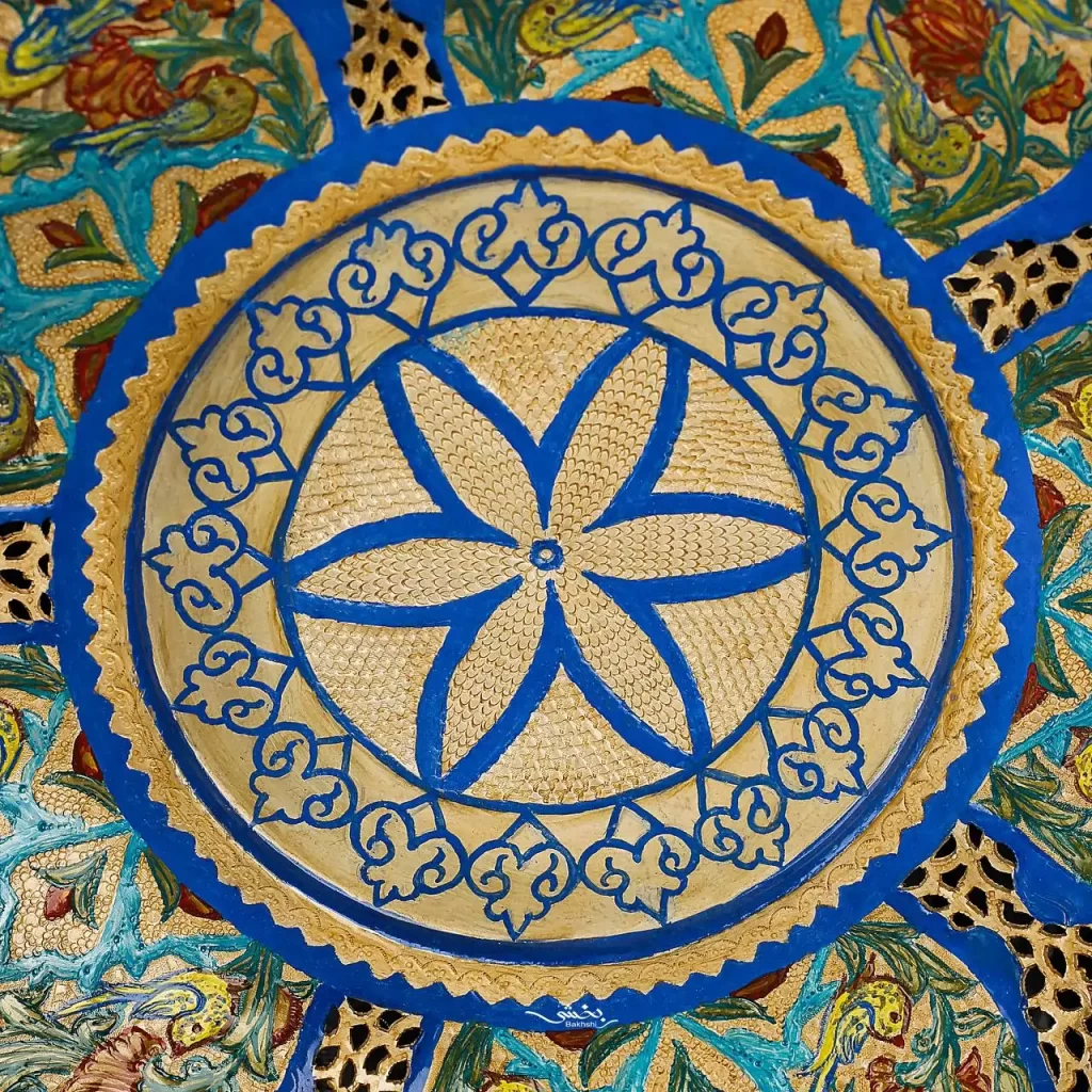 شیرینی خوری نقره پایه کوتاه میناکاری