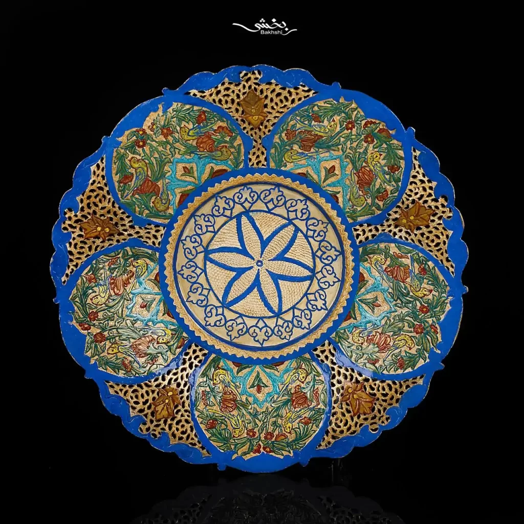 شیرینی خوری نقره پایه کوتاه میناکاری