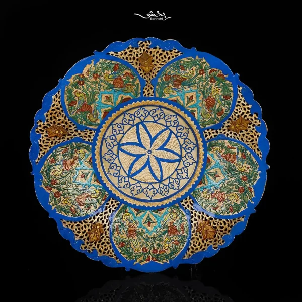 شیرینی خوری نقره پایه کوتاه میناکاری