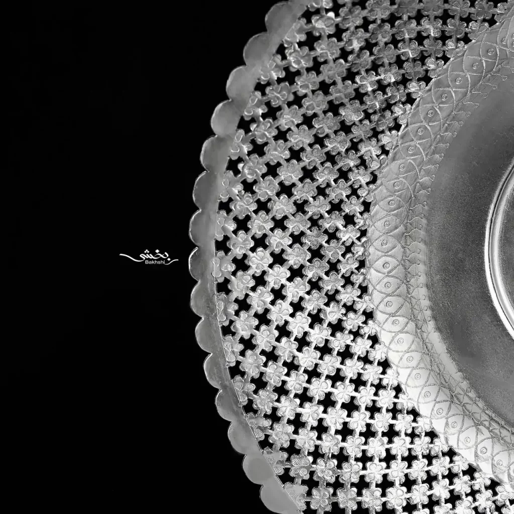 شیرینی خوری نقره پایه کوتاه قلم نخودی