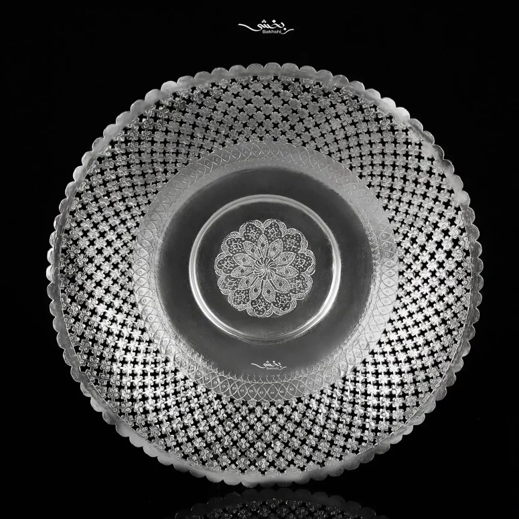 شیرینی خوری نقره پایه کوتاه قلم نخودی