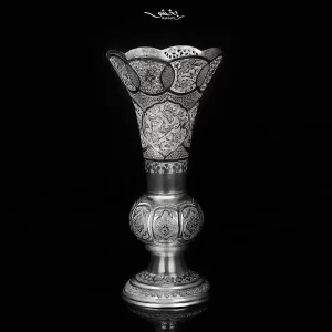 گلدان نقره لاله گل و مرغ