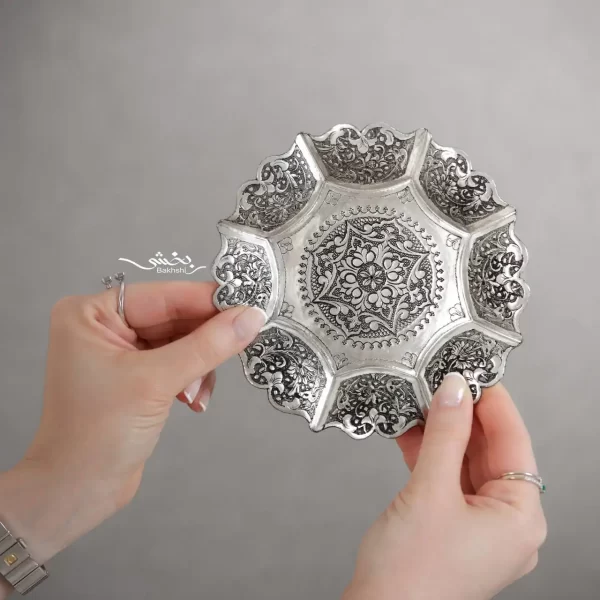 شیرینی خوری نقره شش عددی گل و مرغ درجه یک