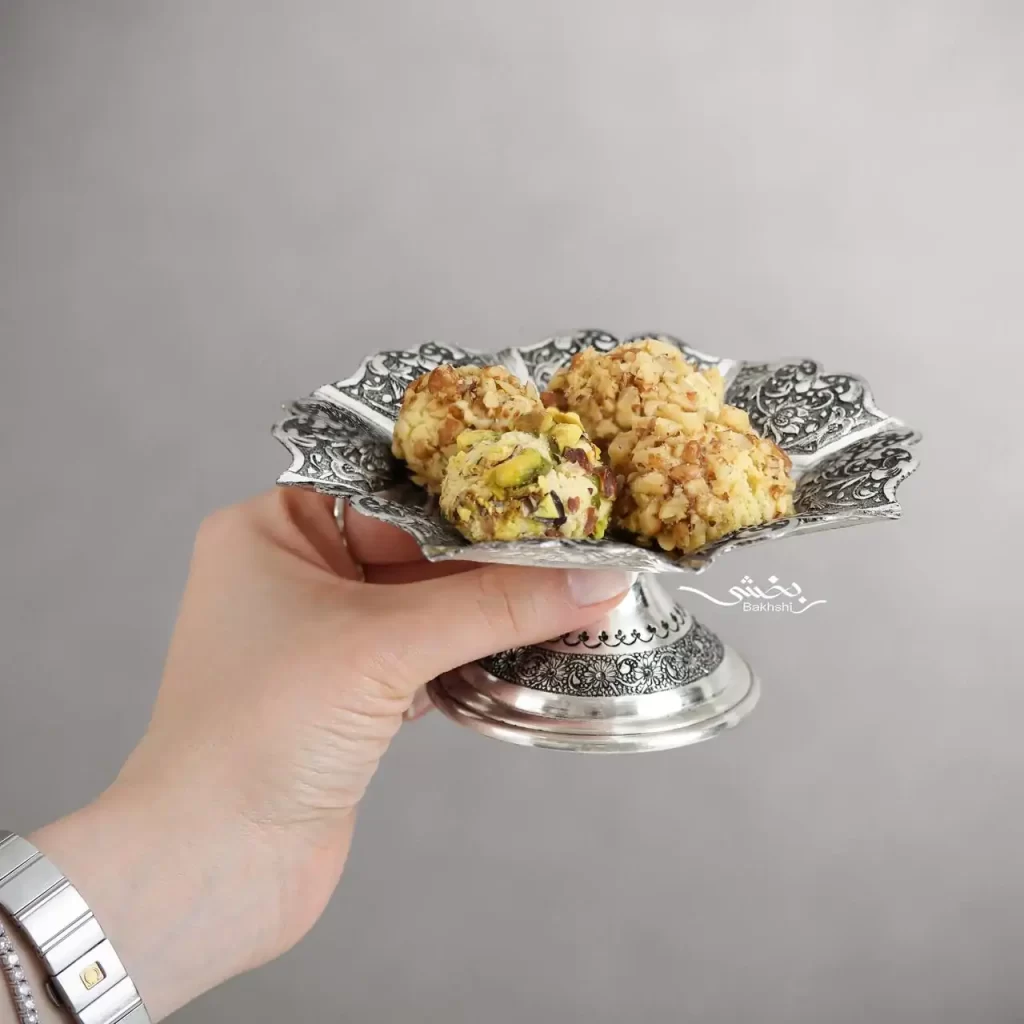 شیرینی خوری نقره شش عددی گل و مرغ درجه یک