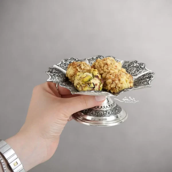 شیرینی خوری نقره شش عددی گل و مرغ درجه یک