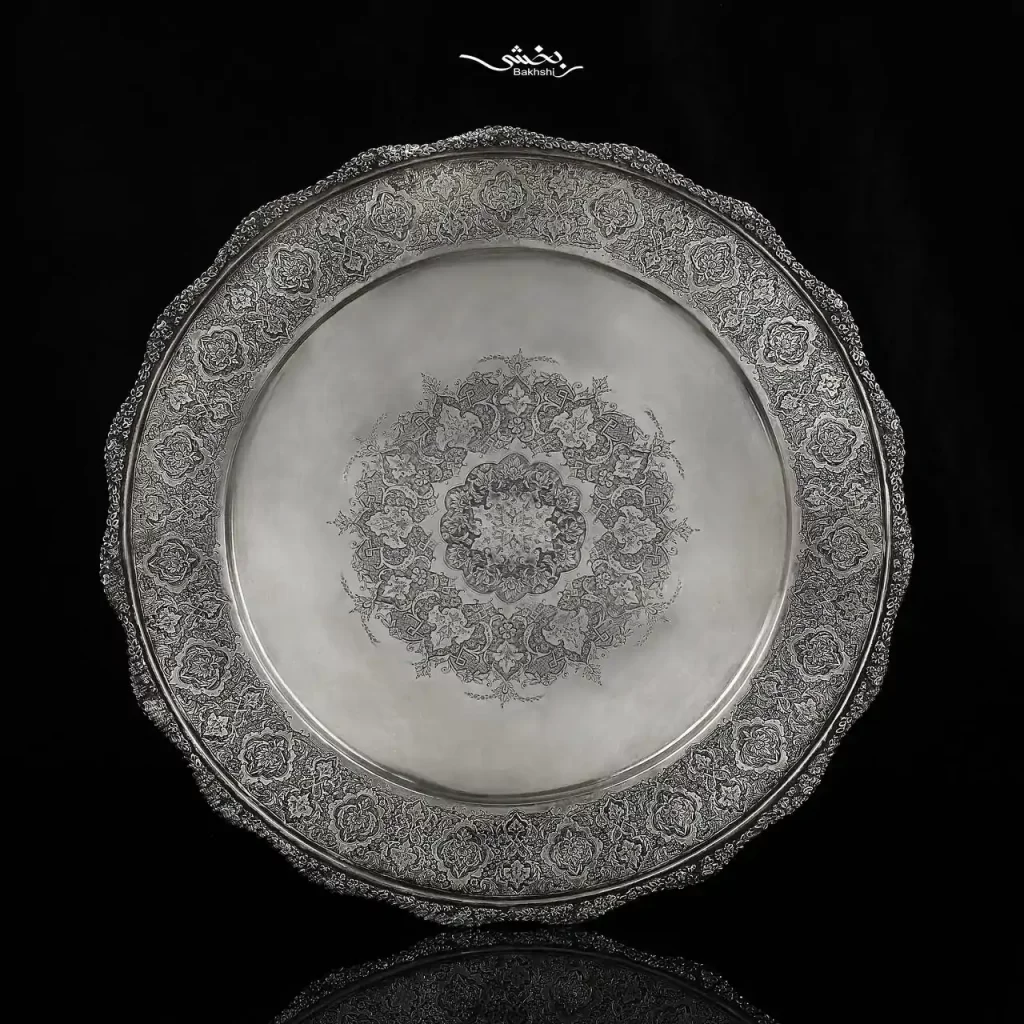 شیرینی خوری نقره تخت گل و مرغ درجه یک