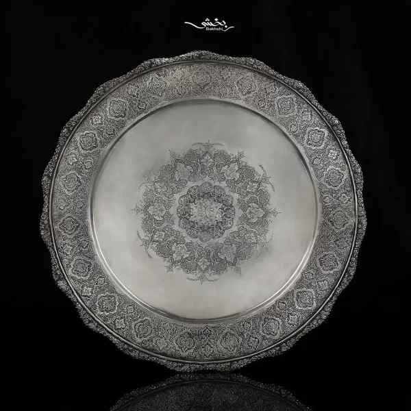 شیرینی خوری نقره تخت گل و مرغ درجه یک