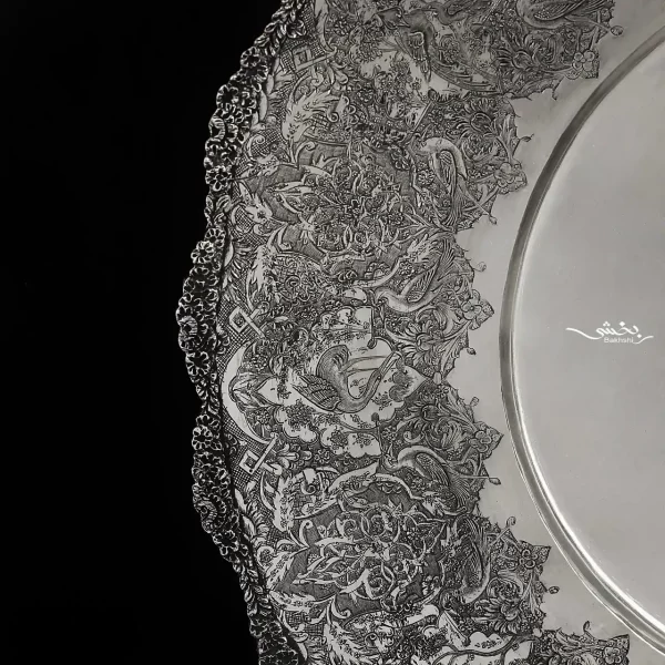 شیرینی خوری نقره تخت گل و مرغ درجه یک