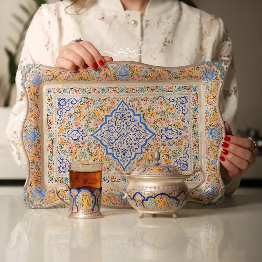 ست چایخوری نقره میناکاری اعلا