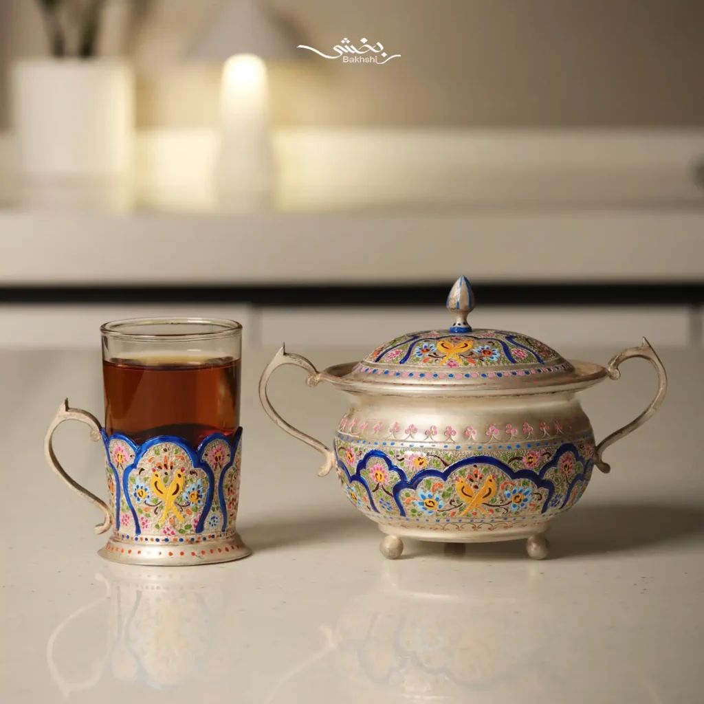 ست چایخوری نقره میناکاری اعلا