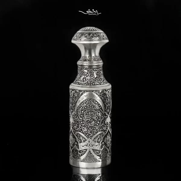 چای دان دربدار نقره قلم گل و مرغ