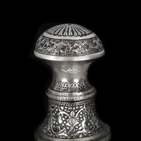 چای دان دربدار نقره قلم گل و مرغ