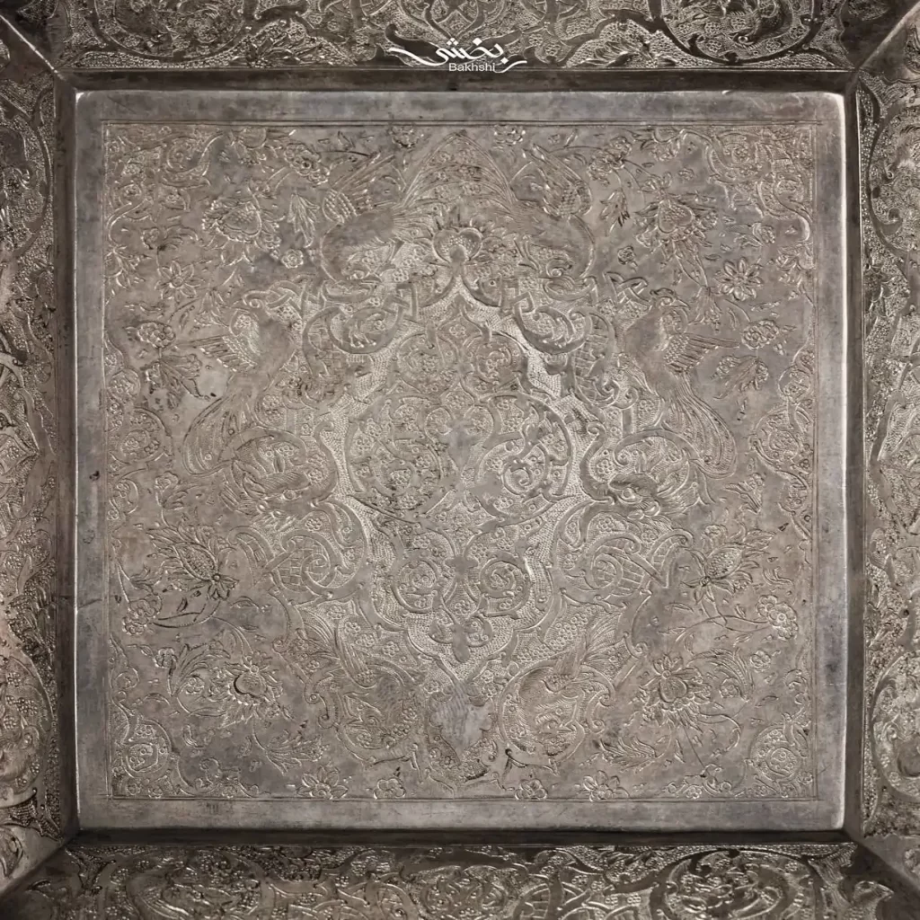 جعبه نقره مربع ترنج ریزقلم