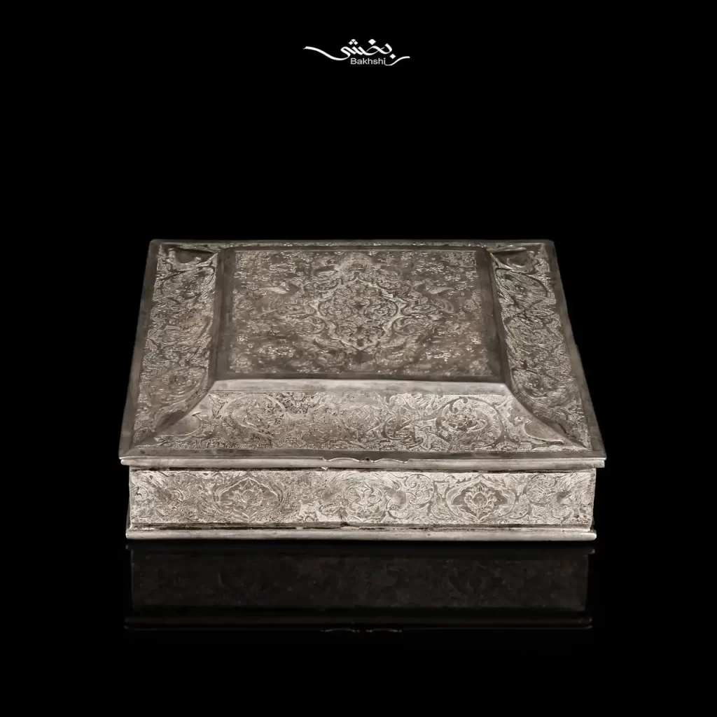 جعبه نقره مربع ترنج ریزقلم