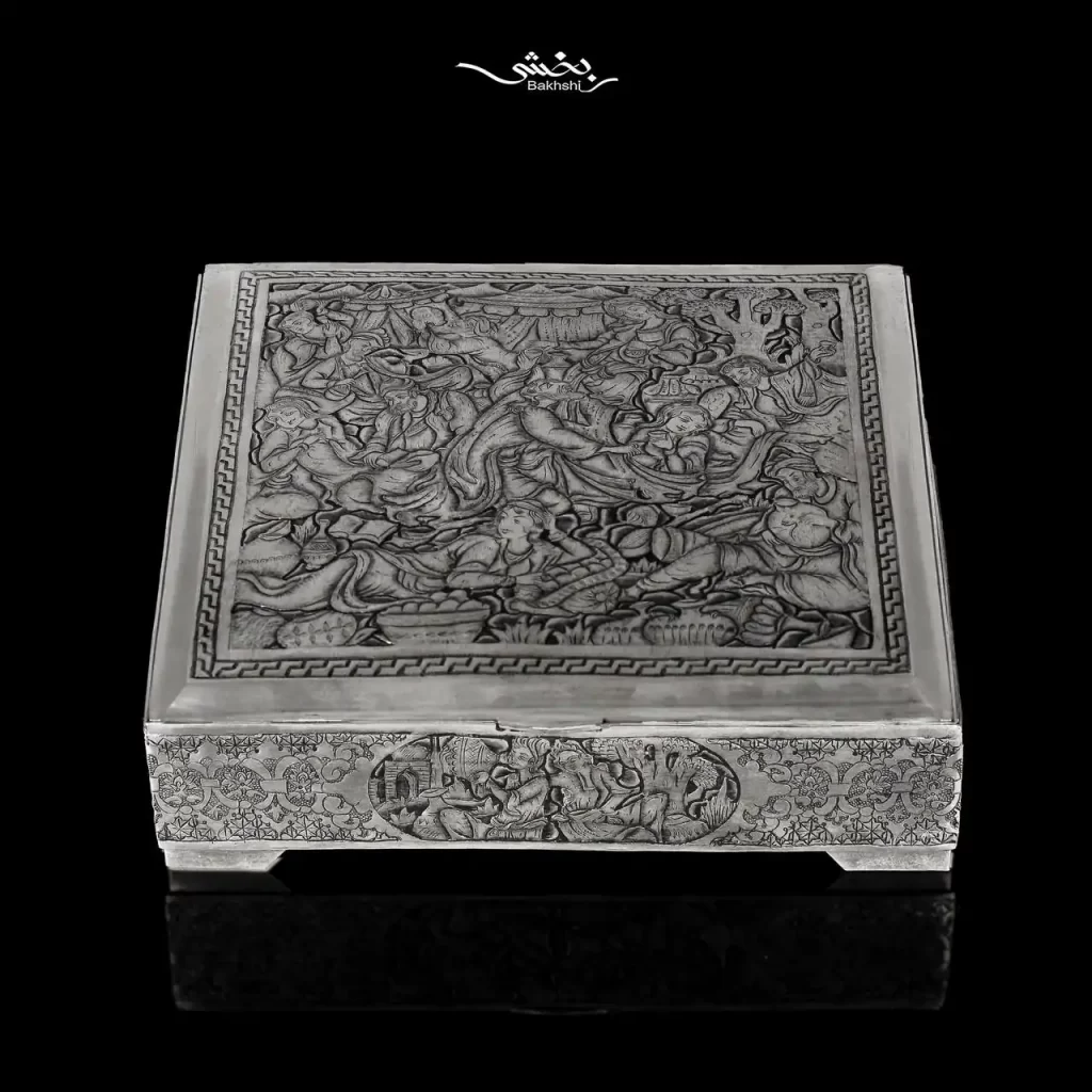 جعبه مربع نقره مینیاتور