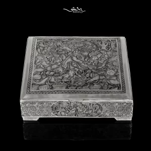 جعبه مربع نقره مینیاتور