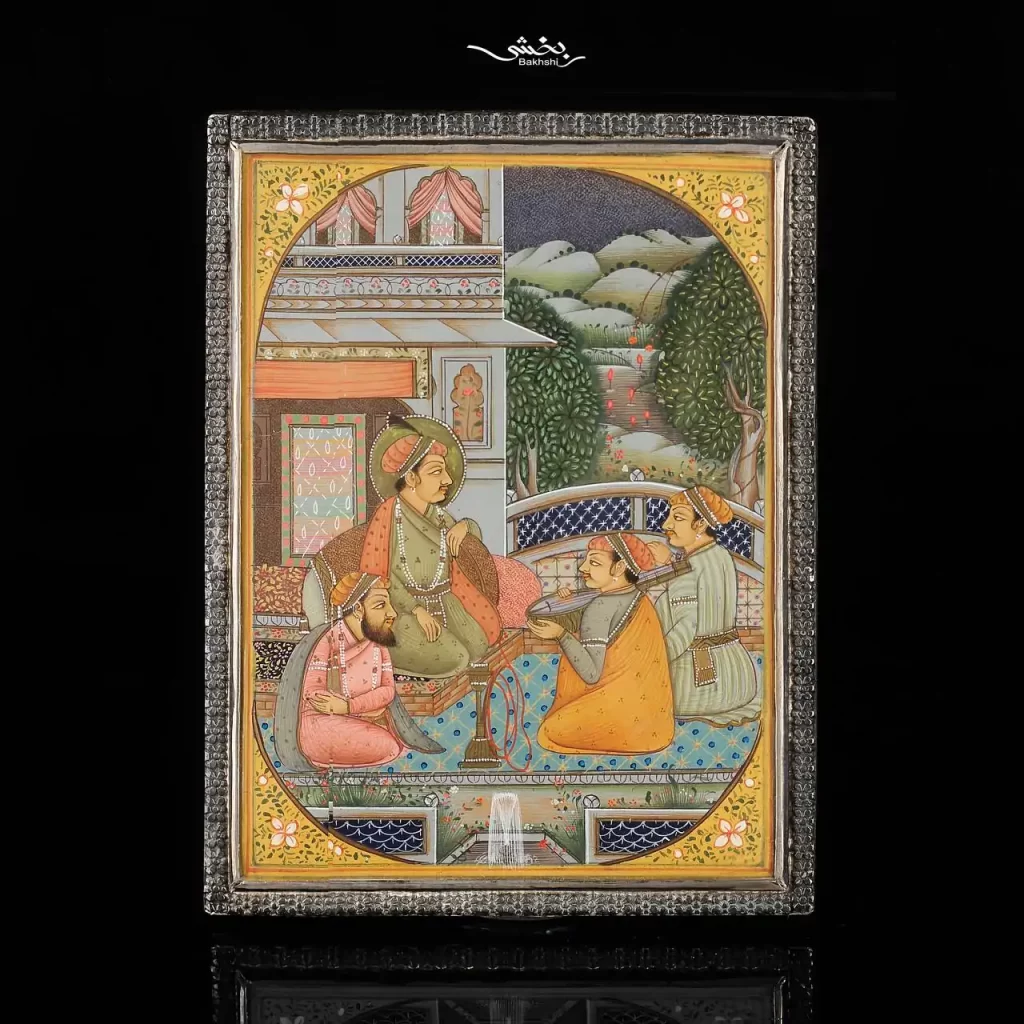 جعبه نقره مستطیل قلم میناکاری