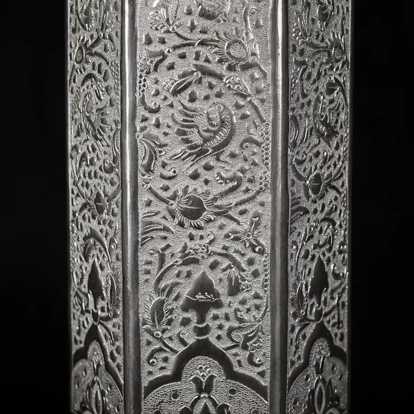 چای دان دربدار نقره قلم گل و مرغ