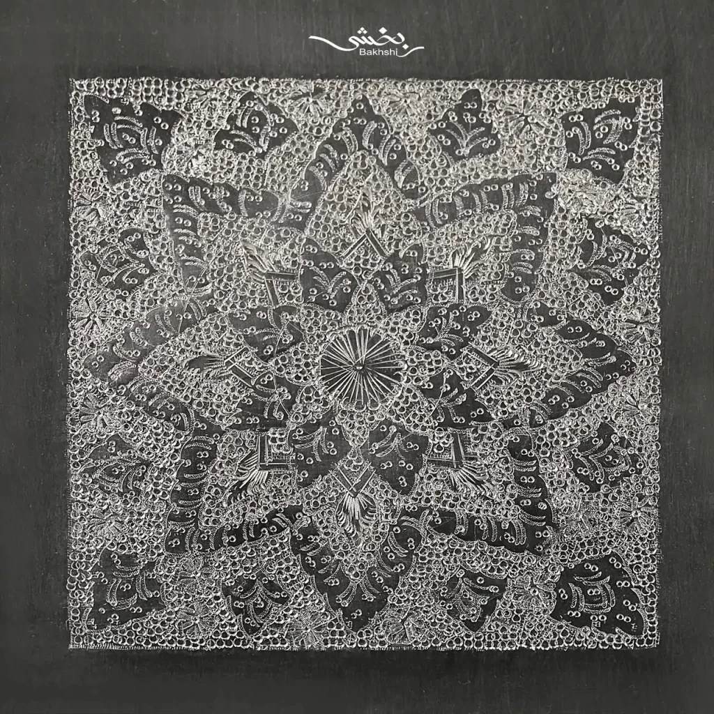 شیرینی خوری نقره مربع اره کاری