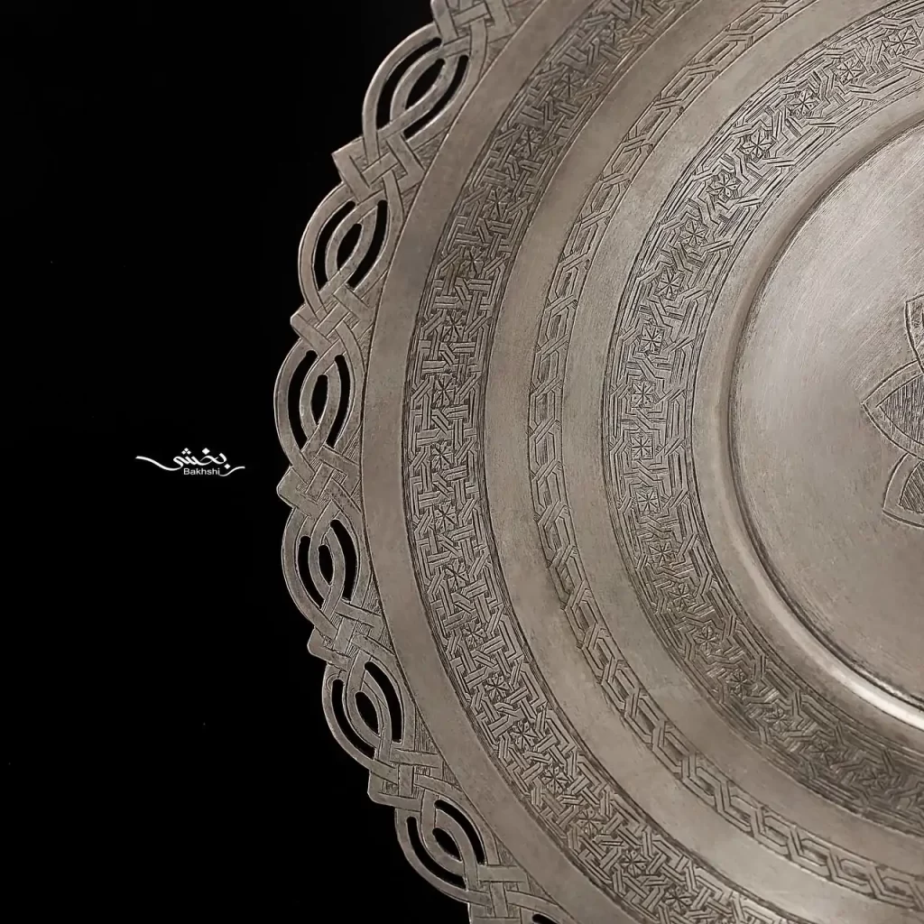 شیرینی خوری نقره گرد پایه دار تبریز